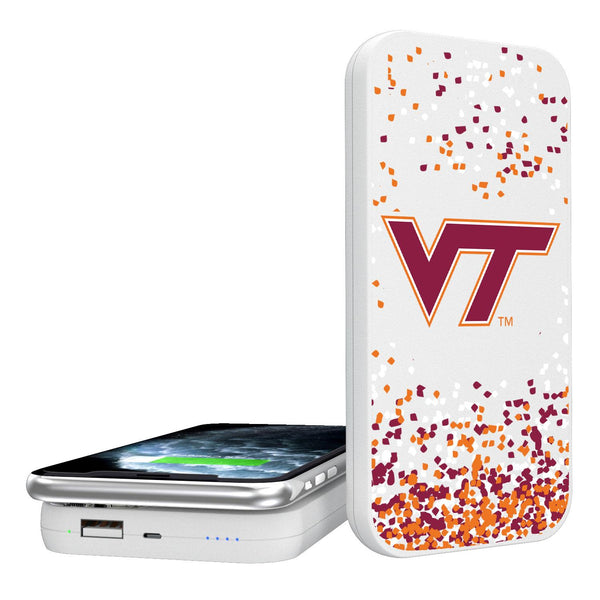 Virginia Tech Hokies Confetti 5000mAh Portable Wireless Charger