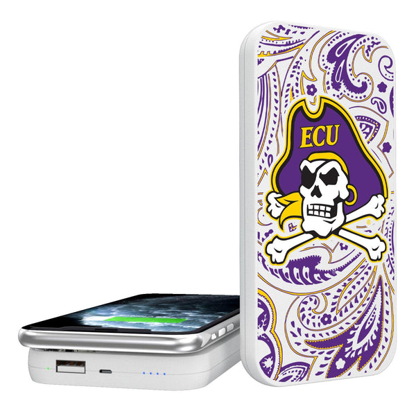 East Carolina Pirates Paisley 5000mAh Portable Wireless Charger