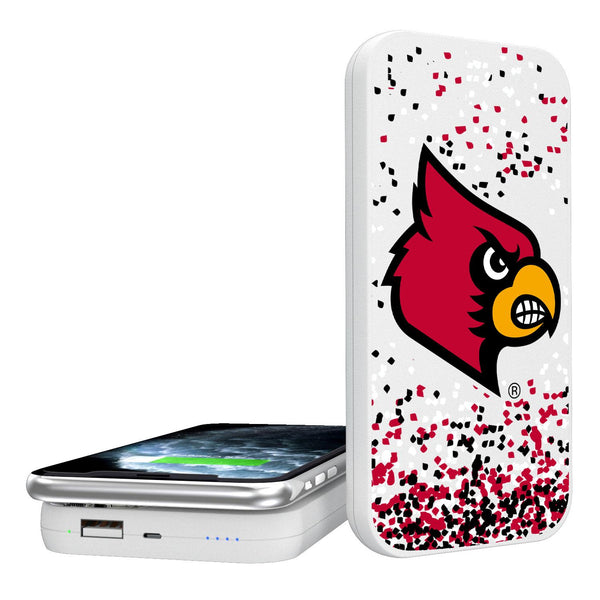 Louisville Cardinals Confetti 5000mAh Portable Wireless Charger