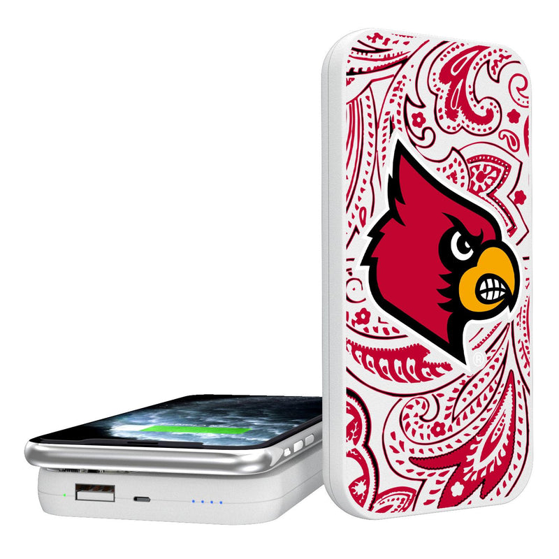 Louisville Cardinals Paisley 5000mAh Portable Wireless Charger