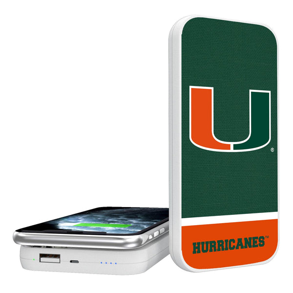 Miami Hurricanes Endzone Solid 5000mAh Portable Wireless Charger
