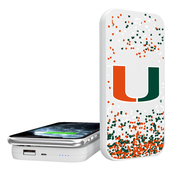 Miami Hurricanes Confetti 5000mAh Portable Wireless Charger