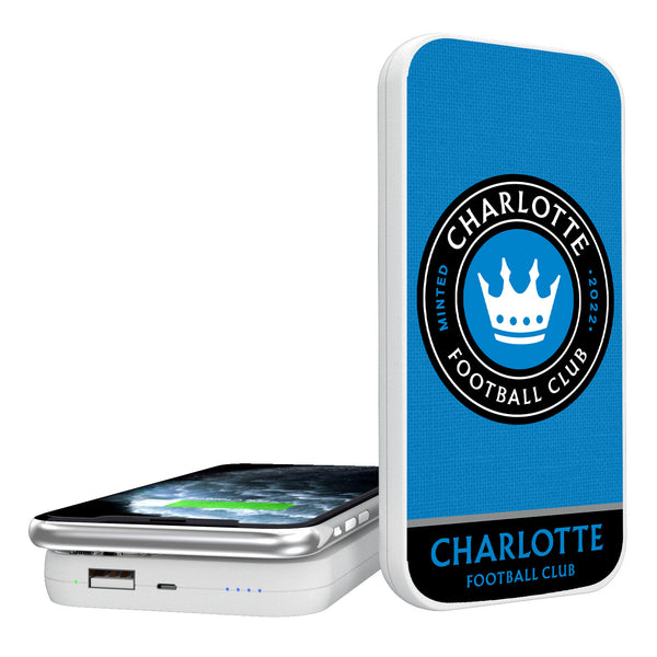 Charlotte FC  Solid Wordmark 5000mAh Portable Wireless Charger