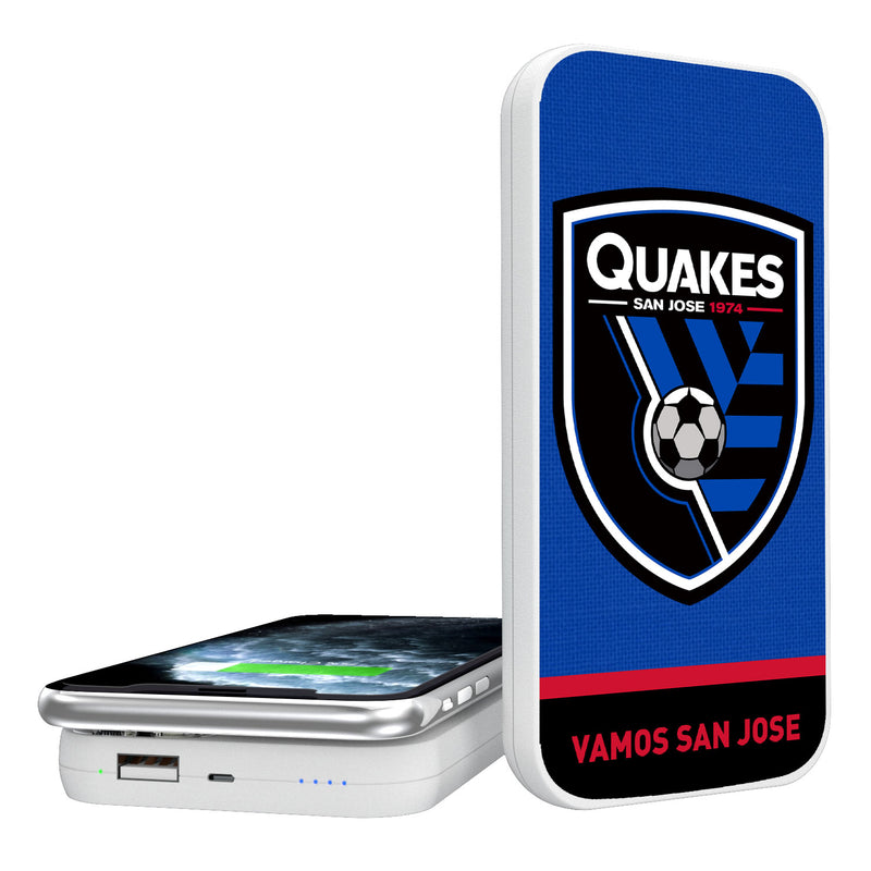 San Jose Earthquakes   Solid Wordmark 5000mAh Portable Wireless Charger