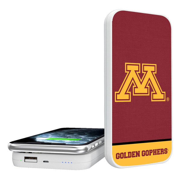 Minnesota Golden Gophers Endzone Solid 5000mAh Portable Wireless Charger