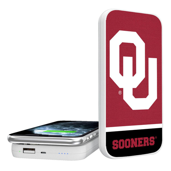 Oklahoma Sooners Endzone Solid 5000mAh Portable Wireless Charger