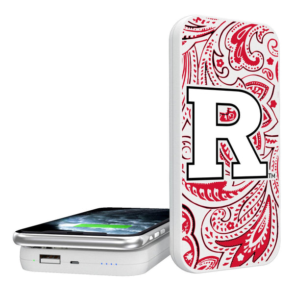 Rutgers Scarlet Knights Paisley 5000mAh Portable Wireless Charger