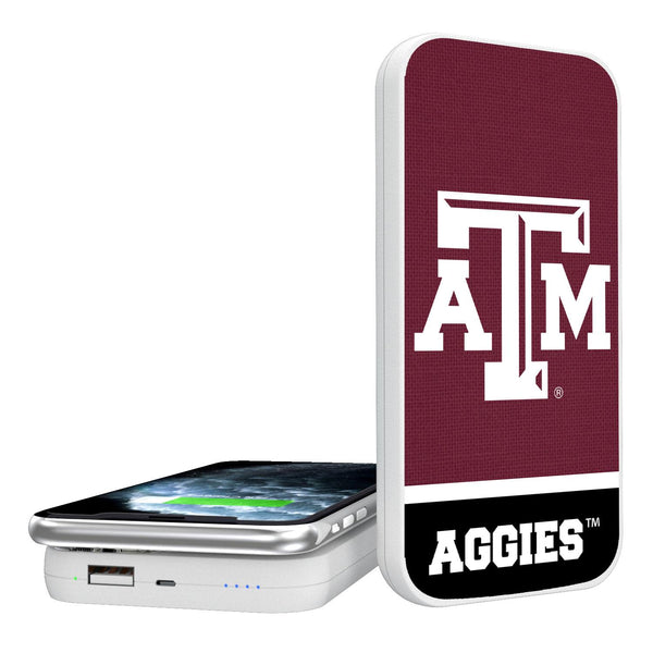 Texas A&M Aggies Endzone Solid 5000mAh Portable Wireless Charger