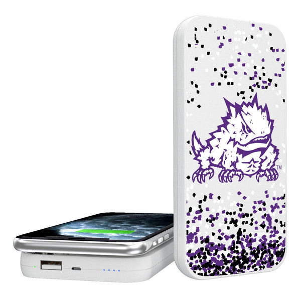 Texas Christian Horned Frogs Confetti 5000mAh Portable Wireless Charger