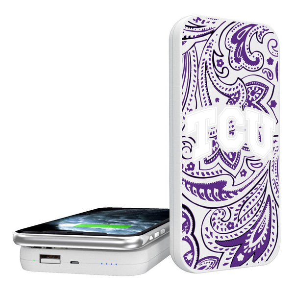 Texas Christian Horned Frogs Paisley 5000mAh Portable Wireless Charger