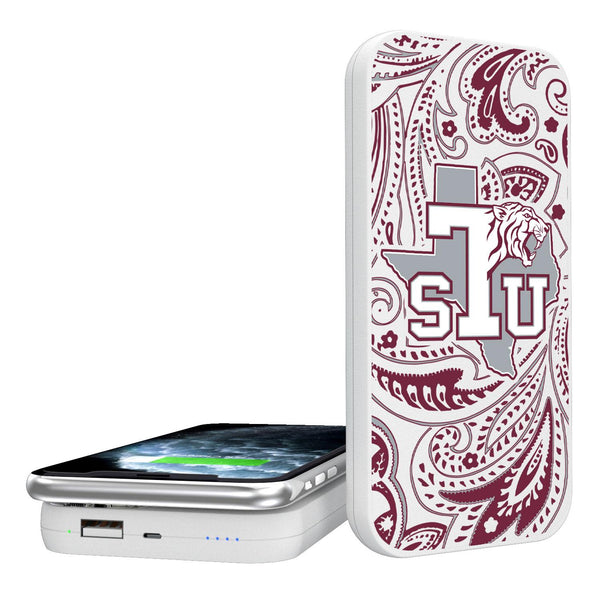 Texas Southern Tigers Paisley 5000mAh Portable Wireless Charger
