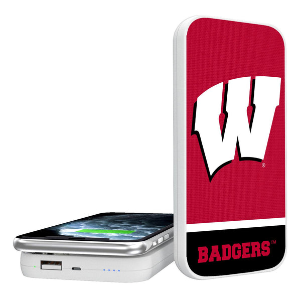Wisconsin Badgers Endzone Solid 5000mAh Portable Wireless Charger