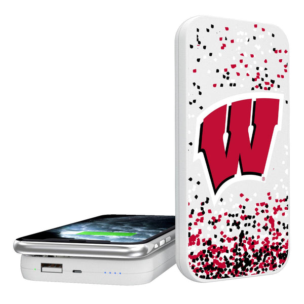Wisconsin Badgers Confetti 5000mAh Portable Wireless Charger