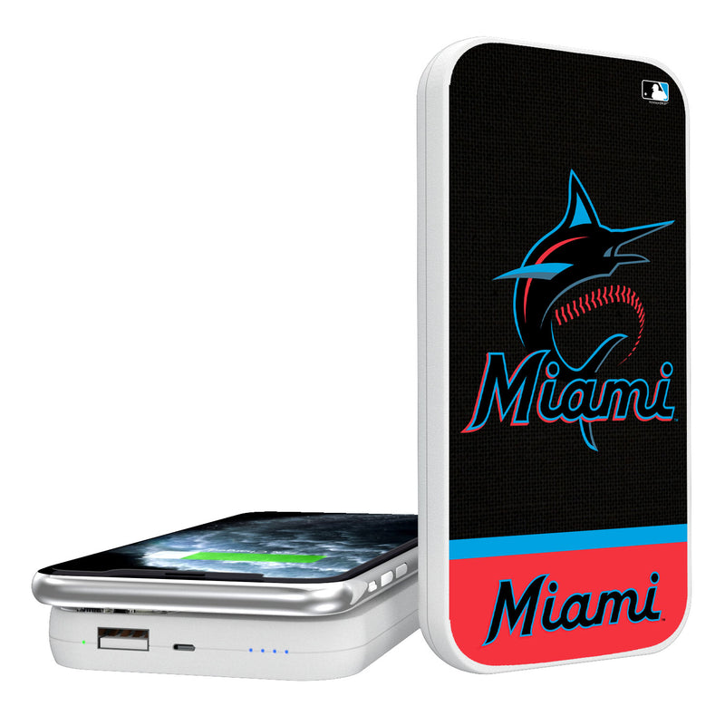 Miami Marlins Solid Wordmark 5000mAh Portable Wireless Charger