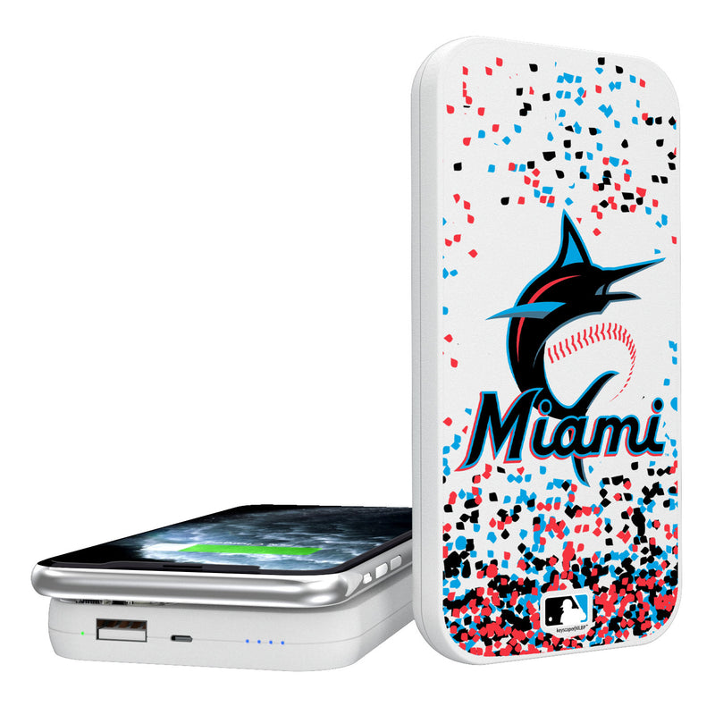 Miami Marlins Confetti 5000mAh Portable Wireless Charger