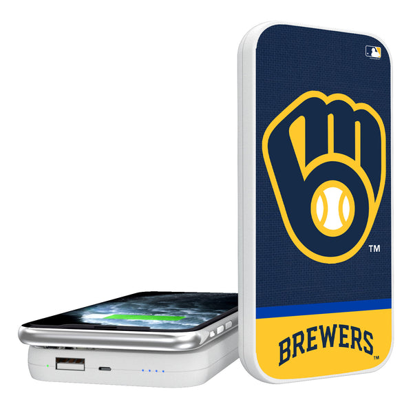Milwaukee Brewers Solid Wordmark 5000mAh Portable Wireless Charger