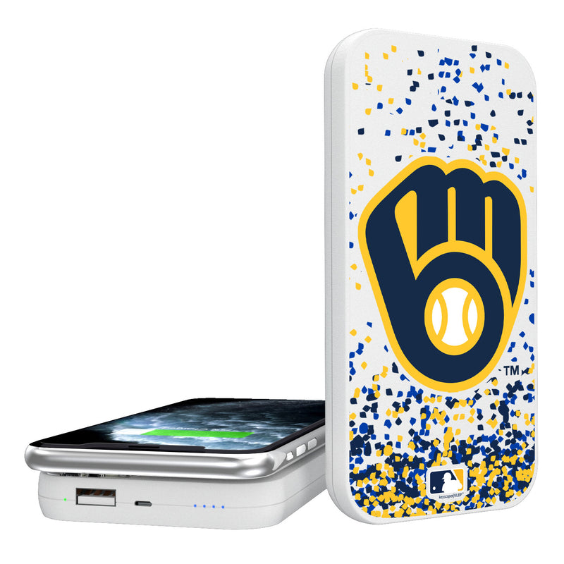 Milwaukee Brewers Confetti 5000mAh Portable Wireless Charger