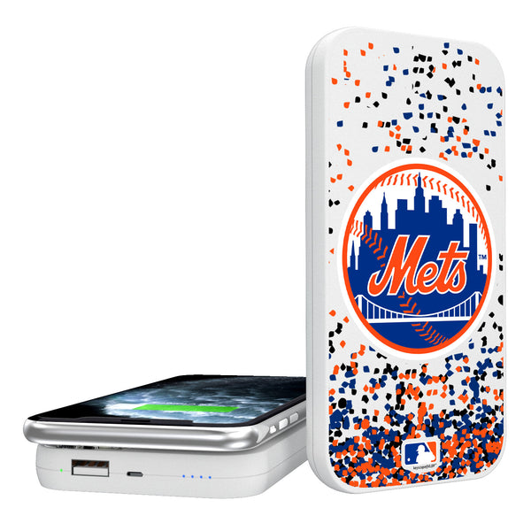New York Mets Confetti 5000mAh Portable Wireless Charger