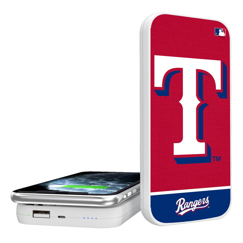 Texas Rangers Solid Wordmark 5000mAh Portable Wireless Charger