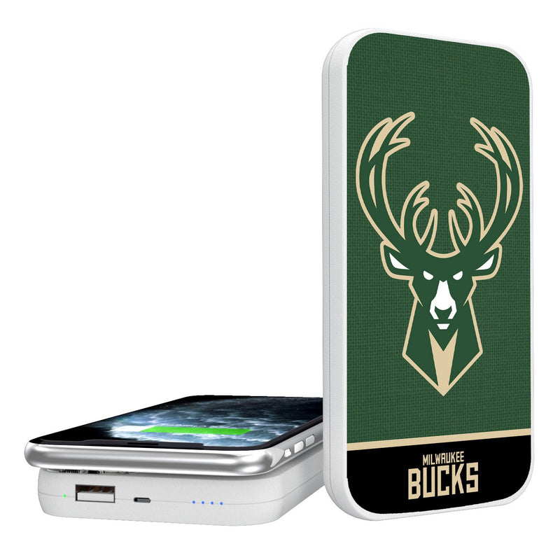 Milwaukee Bucks Solid Wordmark 5000mAh Portable Wireless Charger