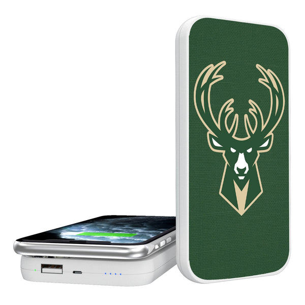 Milwaukee Bucks Solid 5000mAh Portable Wireless Charger