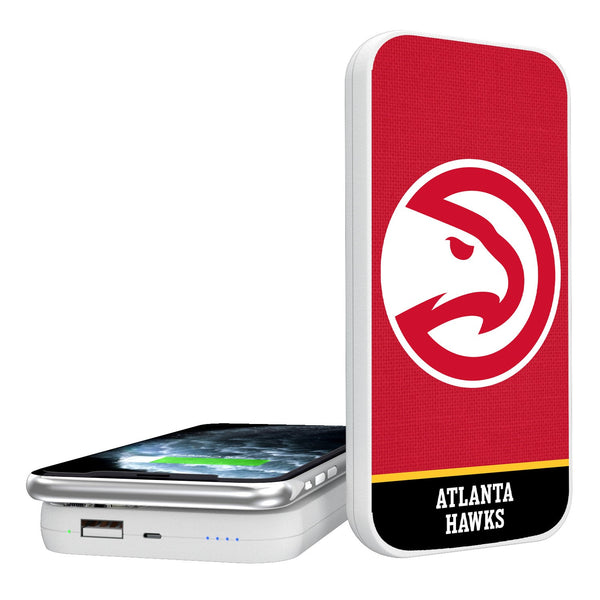Atlanta Hawks Solid Wordmark 5000mAh Portable Wireless Charger