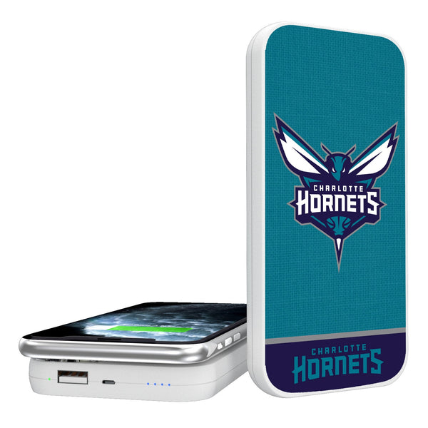 Charlotte Hornets Solid Wordmark 5000mAh Portable Wireless Charger