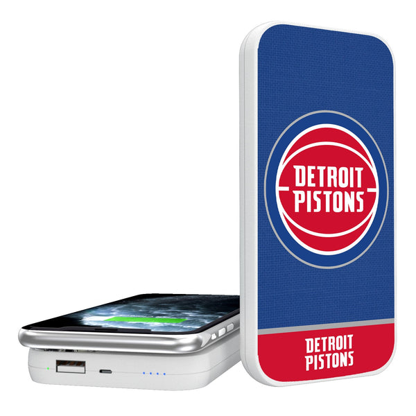 Detroit Pistons Solid Wordmark 5000mAh Portable Wireless Charger