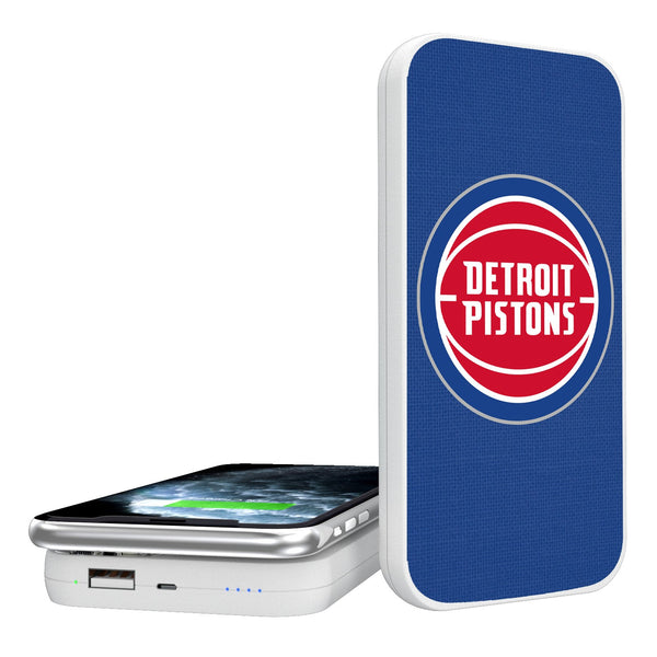 Detroit Pistons Solid 5000mAh Portable Wireless Charger