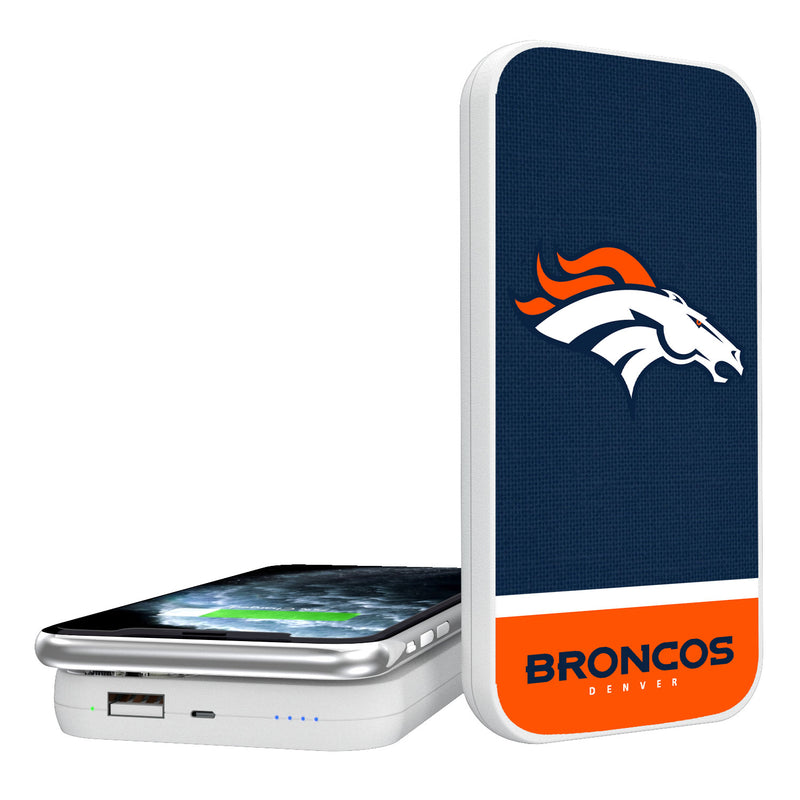 Denver Broncos Solid Wordmark 5000mAh Portable Wireless Charger