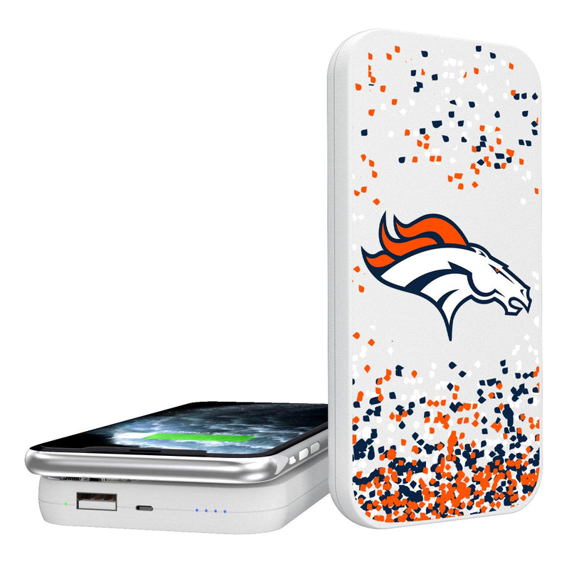 Denver Broncos Confetti 5000mAh Portable Wireless Charger