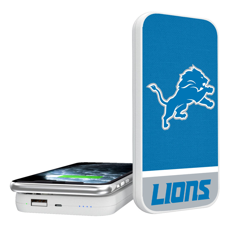 Detroit Lions Solid Wordmark 5000mAh Portable Wireless Charger