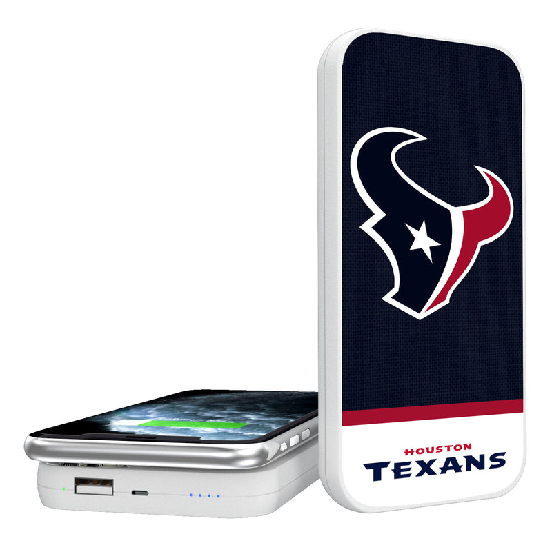 Houston Texans Solid Wordmark 5000mAh Portable Wireless Charger