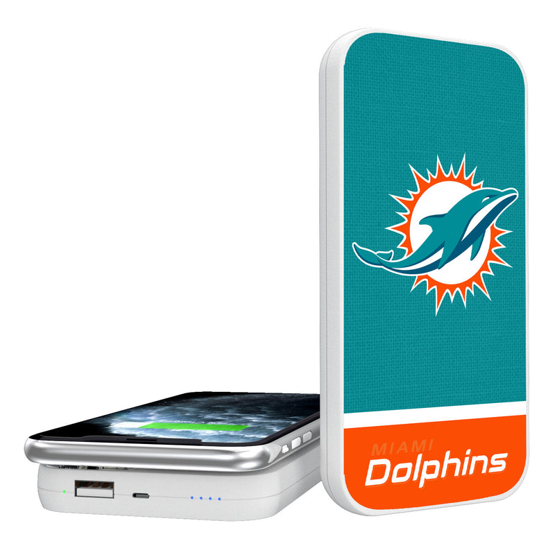 Miami Dolphins Solid Wordmark 5000mAh Portable Wireless Charger