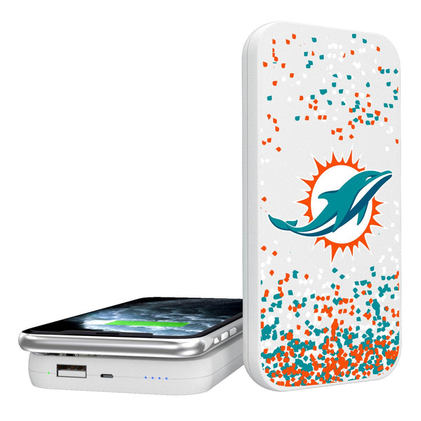 Miami Dolphins Confetti 5000mAh Portable Wireless Charger