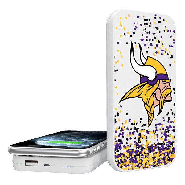 Minnesota Vikings Confetti 5000mAh Portable Wireless Charger