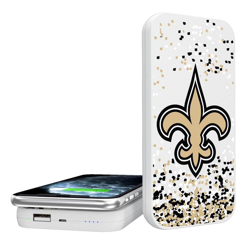 New Orleans Saints Confetti 5000mAh Portable Wireless Charger