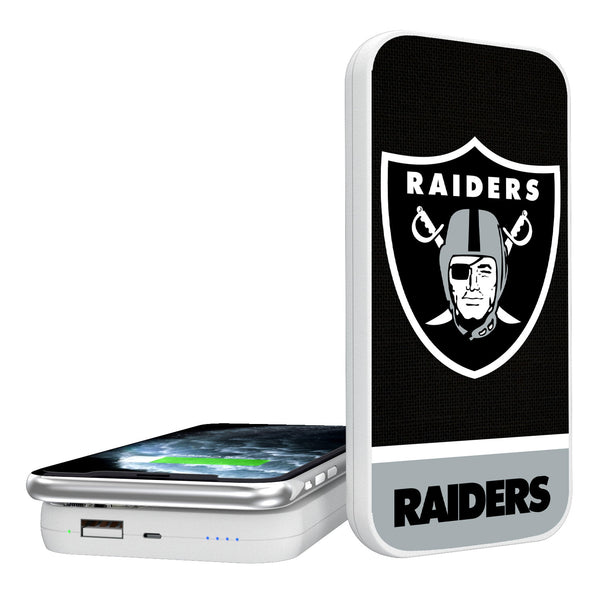 Oakland Raiders Solid Wordmark 5000mAh Portable Wireless Charger