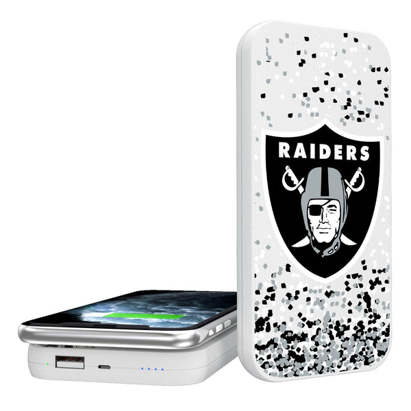 Las Vegas Raiders Confetti 5000mAh Portable Wireless Charger