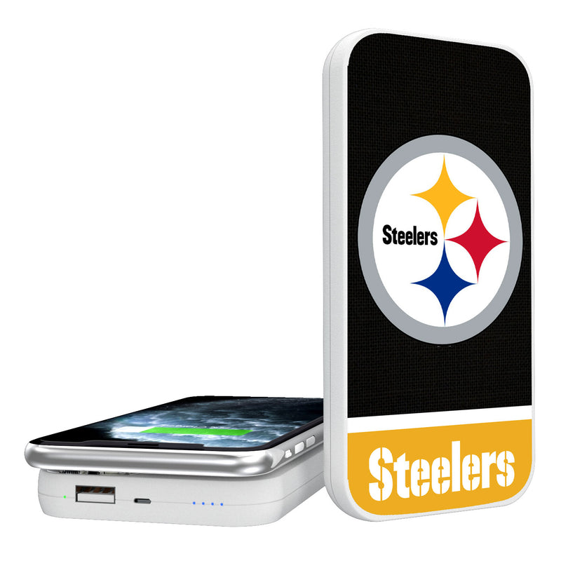 Pittsburgh Steelers Solid Wordmark 5000mAh Portable Wireless Charger