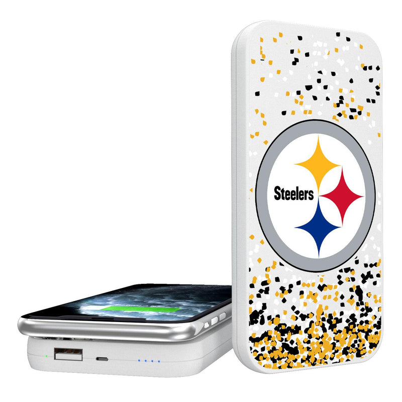 Pittsburgh Steelers Confetti 5000mAh Portable Wireless Charger