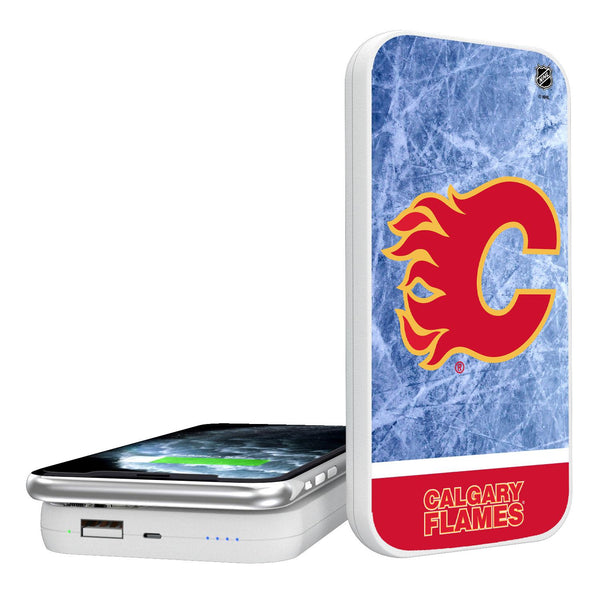 Calgary Flames Ice Wordmark 5000mAh Portable Wireless Charger