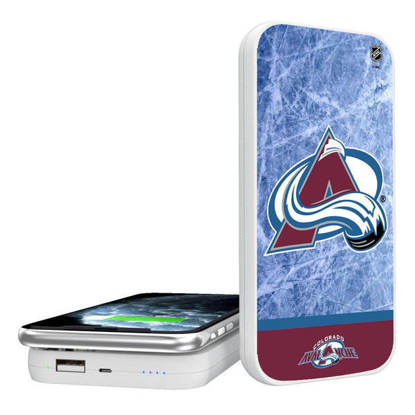 Colorado Avalanche Ice Wordmark 5000mAh Portable Wireless Charger