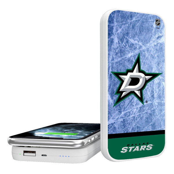 Dallas Stars Ice Wordmark 5000mAh Portable Wireless Charger