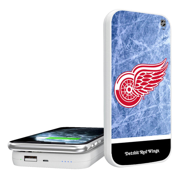 Detroit Red Wings Ice Wordmark 5000mAh Portable Wireless Charger