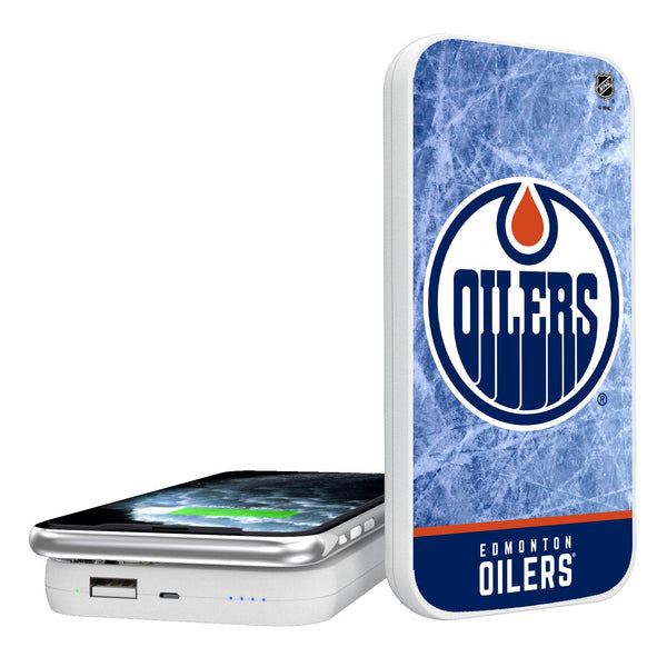 Edmonton Oilers Ice Wordmark 5000mAh Portable Wireless Charger