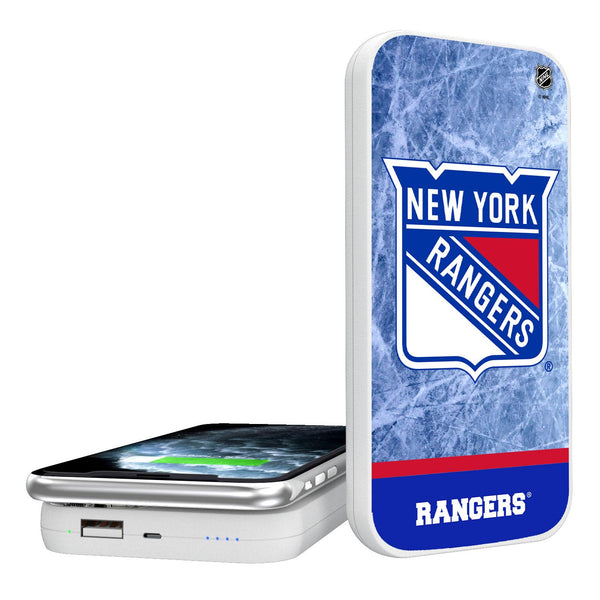 New York Rangers Ice Wordmark 5000mAh Portable Wireless Charger