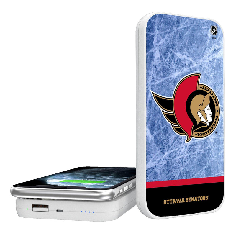 Ottawa Senators Ice Wordmark 5000mAh Portable Wireless Charger