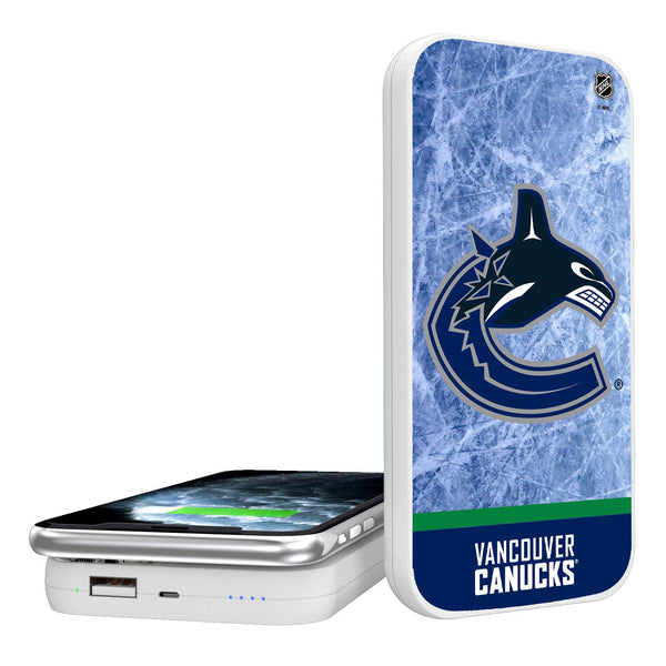 Vancouver Canucks Ice Wordmark 5000mAh Portable Wireless Charger