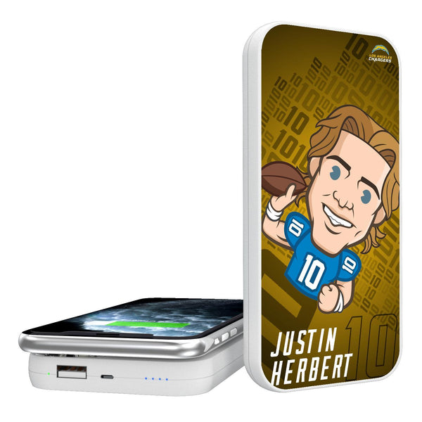 Justin Herbert Los Angeles Chargers 10 Emoji 5000mAh Portable Wireless Charger